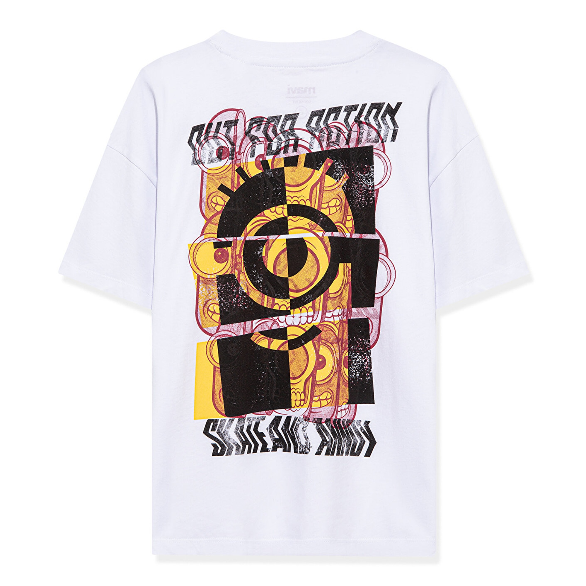 Mavi Minion Baskılı Beyaz Tişört Oversize / Geniş Kesim 6610166-620