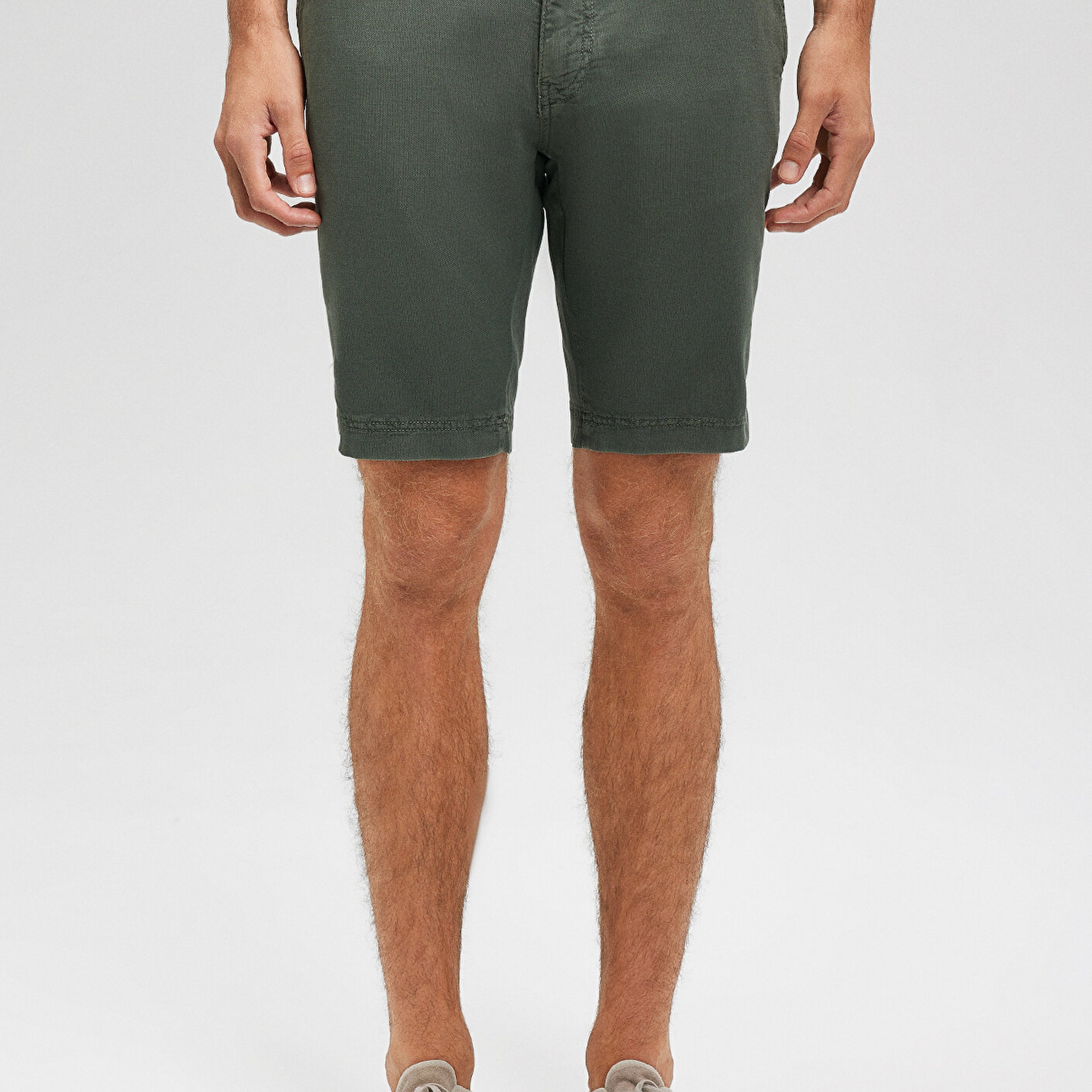 Mavi Keten Karışımlı Yeşil Chino Şort 0436187704