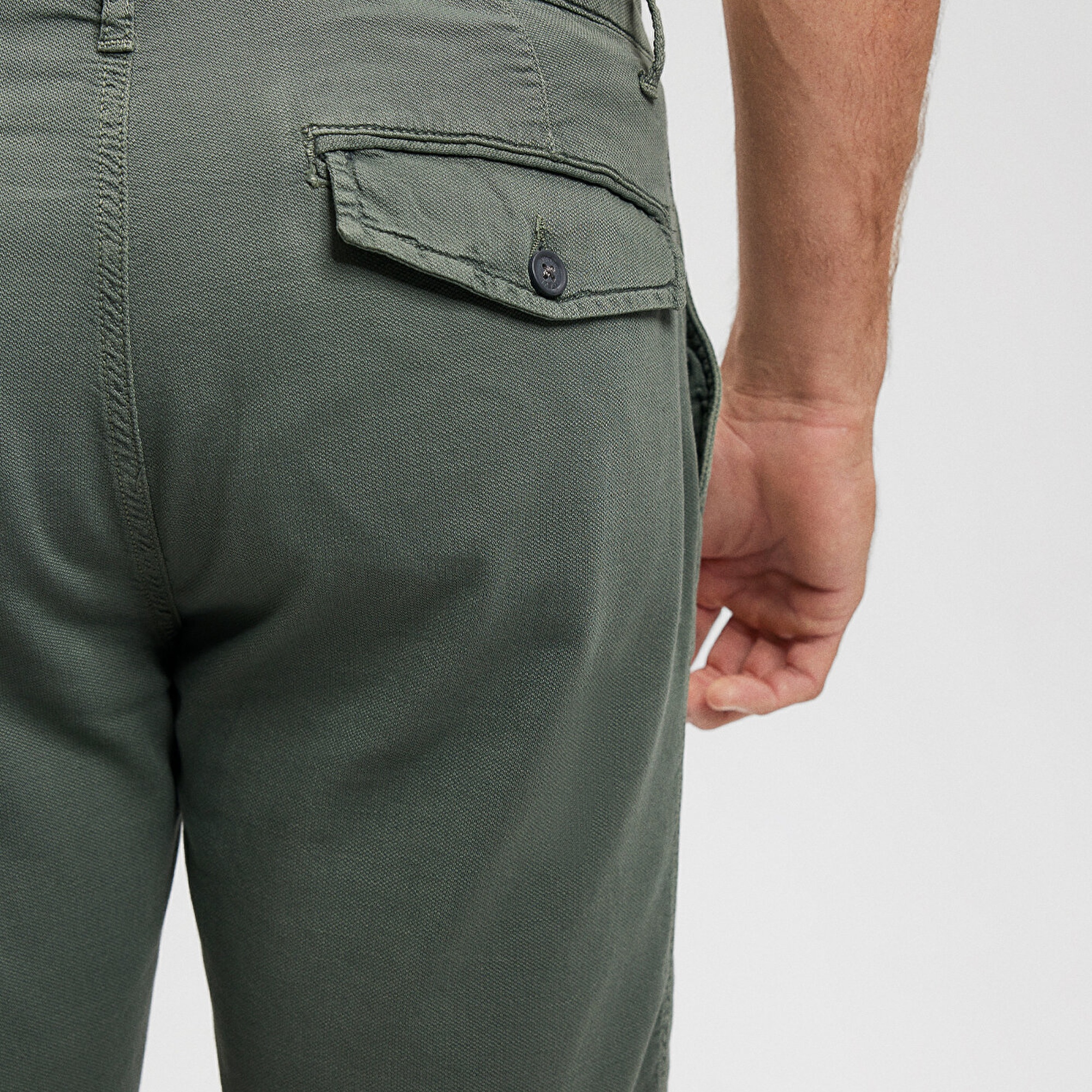 Mavi Keten Karışımlı Yeşil Chino Şort 0436187704