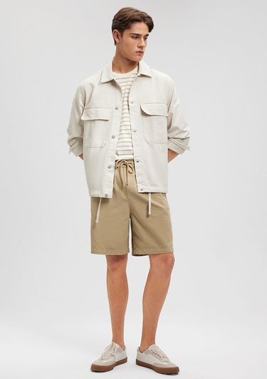  Mavi TENCEL TM Lyocell Kahverengi Şort 0410010-70203