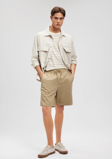  Mavi TENCEL TM Lyocell Kahverengi Şort 0410010-70203