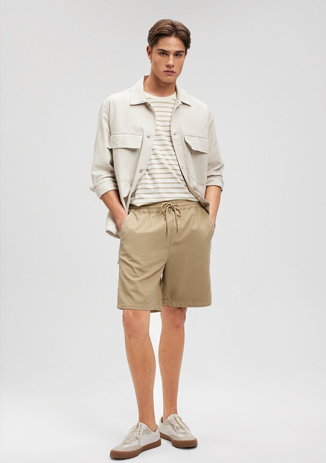  Mavi TENCEL TM Lyocell Kahverengi Şort 0410010-70203