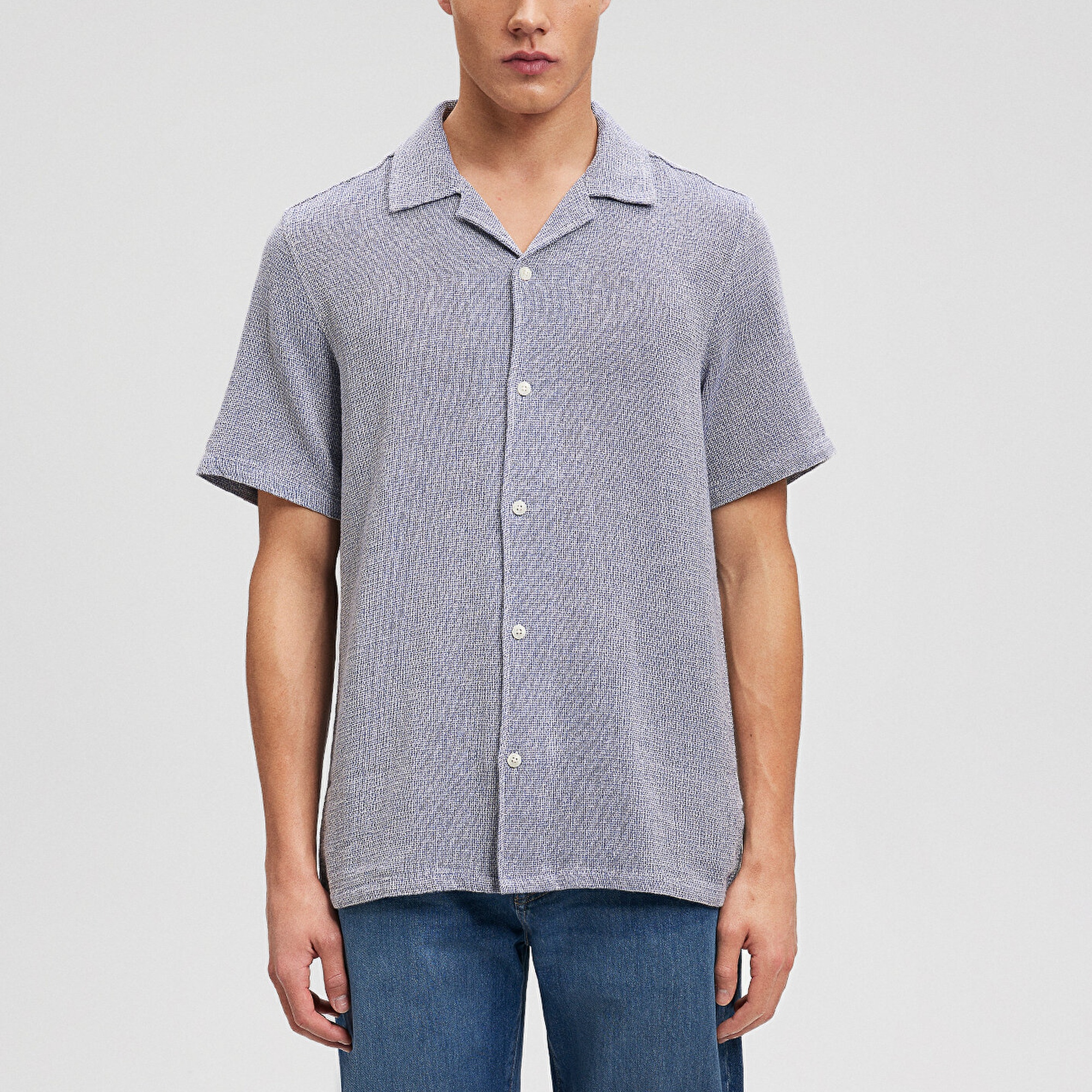 Mavi Dokulu Mavi Gömlek Regular Fit / Normal Kesim 0210828-70907