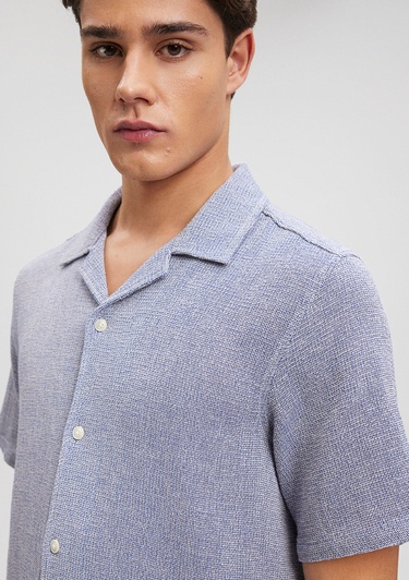  Mavi Dokulu Mavi Gömlek Regular Fit / Normal Kesim 0210828-70907