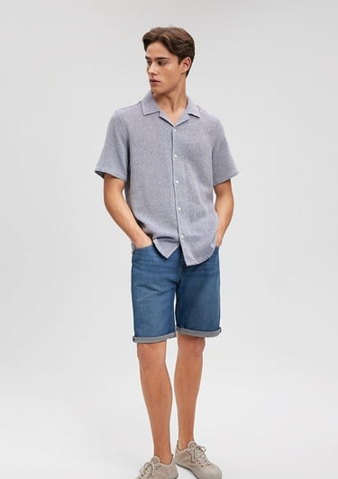  Mavi Dokulu Mavi Gömlek Regular Fit / Normal Kesim 0210828-70907