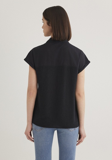  Mavi Kısa Kollu Siyah Bluz 1210801-900