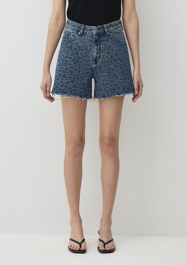  Mavi Millie 90s Indigo Leopar Desenli Jean Şort 1458988290