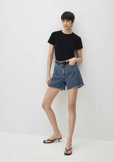  Mavi Millie 90s Indigo Leopar Desenli Jean Şort 1458988290