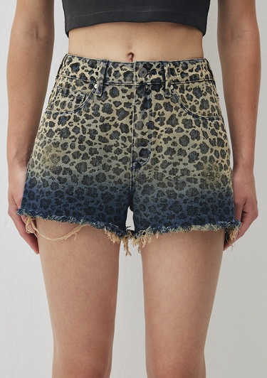  Mavi Rosie 90s Indigo Degrade Leopar Desenli Jean Şort 1447488289