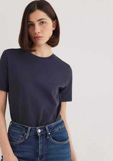  Mavi Bisiklet Yaka Lacivert Basic Tişört Regular Fit / Normal Kesim 1612699-85315