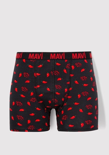  Mavi Biber Detaylı Siyah Boxer 0911631-900