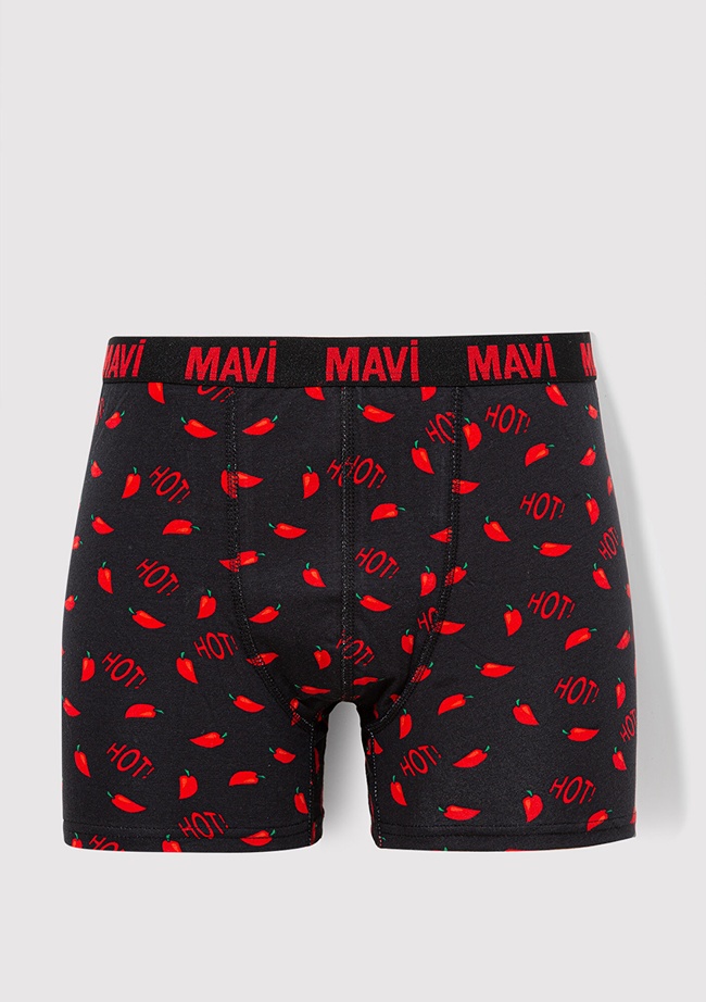  Mavi Biber Detaylı Siyah Boxer 0911631-900