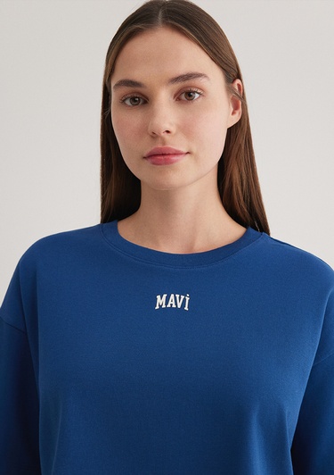  Mavi Mavi Logo Baskılı Lacivert  Crop Tişört Crop / Kısa Kesim 1611585-82625