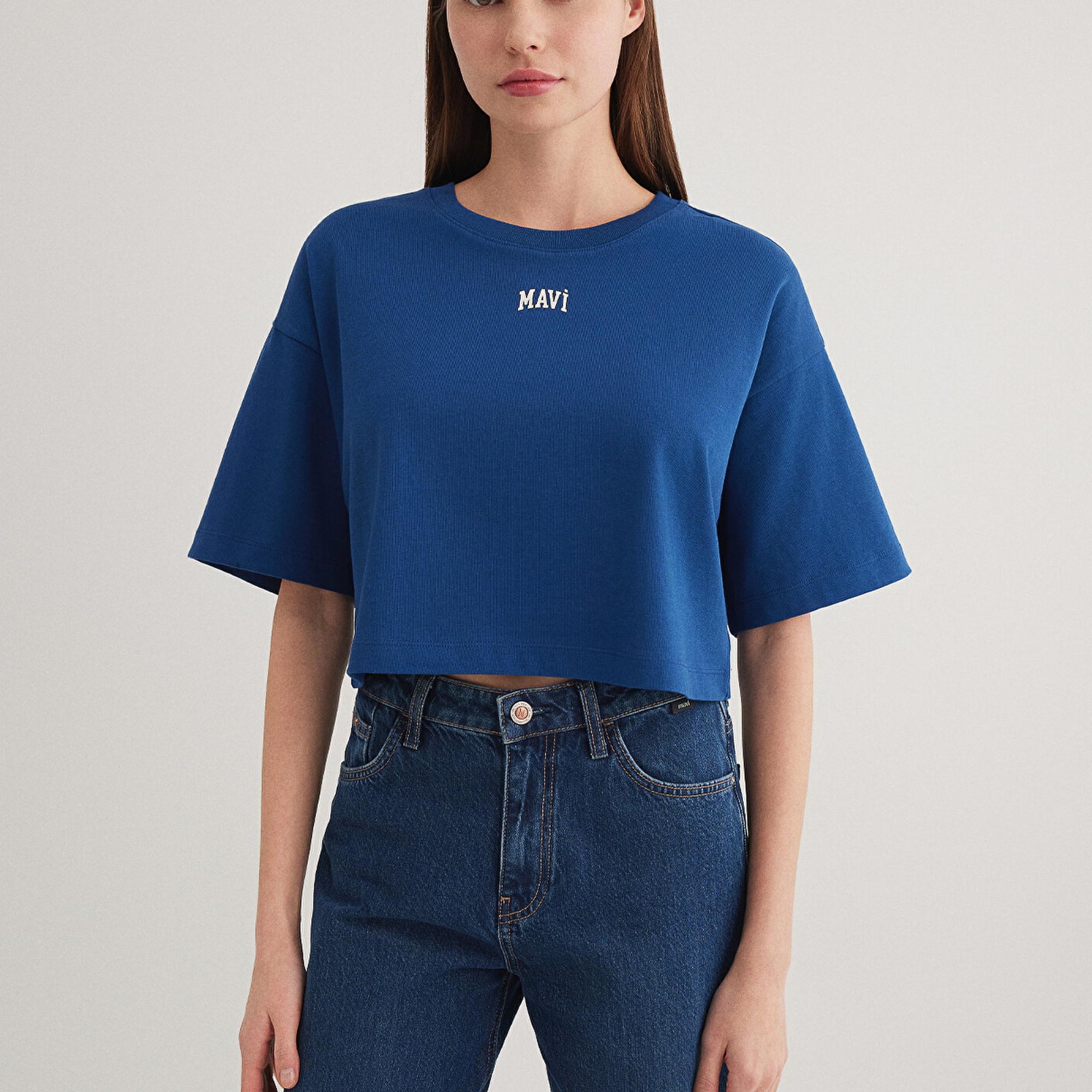 Mavi Mavi Logo Baskılı Lacivert  Crop Tişört Crop / Kısa Kesim 1611585-82625