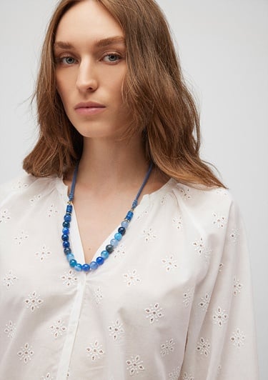  Mavi Doğal Taşlı Mavi Kolye 1912505-83077