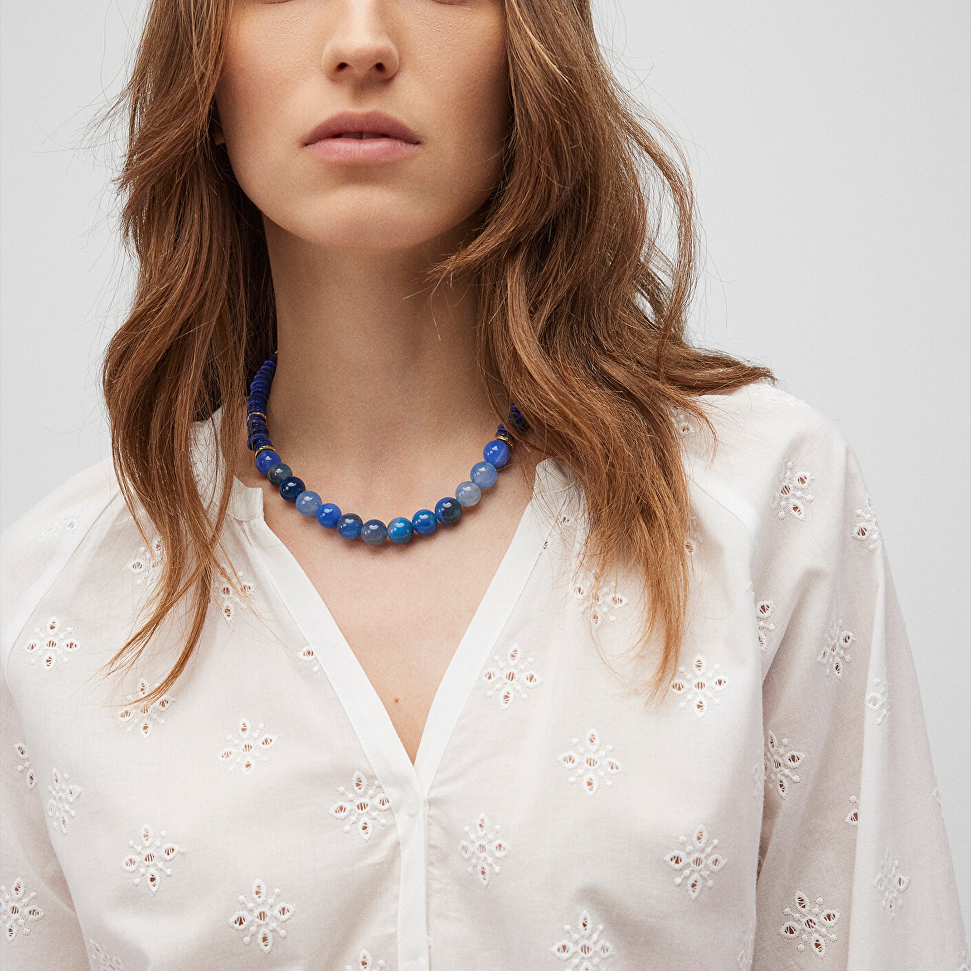 Mavi Doğal Taşlı Mavi Kolye 1912514-83077