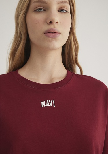  Mavi Mavi Logo Baskılı Kırmızı Crop Tişört Crop / Kısa Kesim 1611585-70392