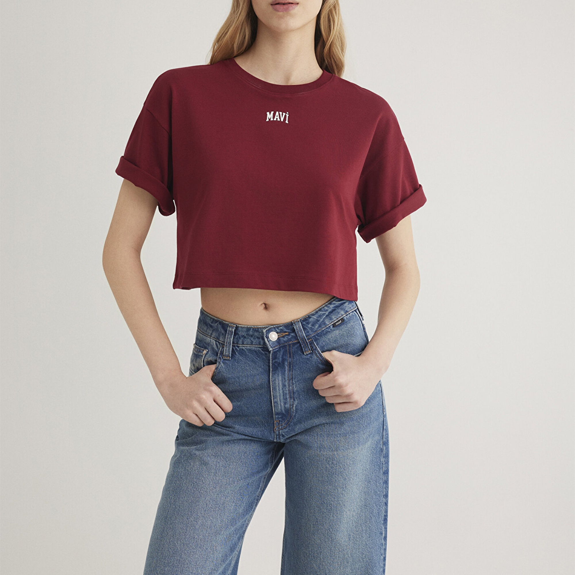 Mavi Mavi Logo Baskılı Kırmızı Crop Tişört Crop / Kısa Kesim 1611585-70392