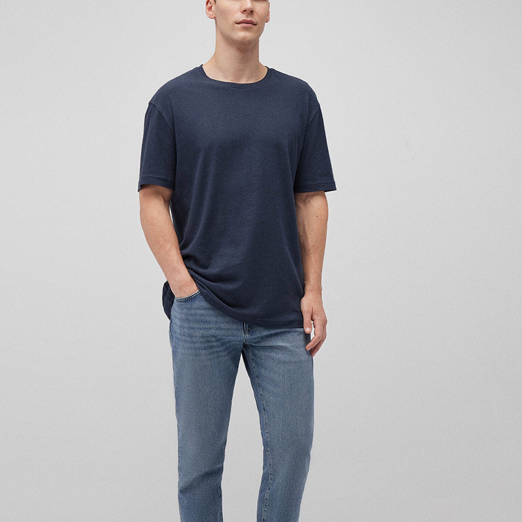 Mavi Lacivert Basic Tişört Loose Fit / Bol Rahat Kesim 0612228-87822