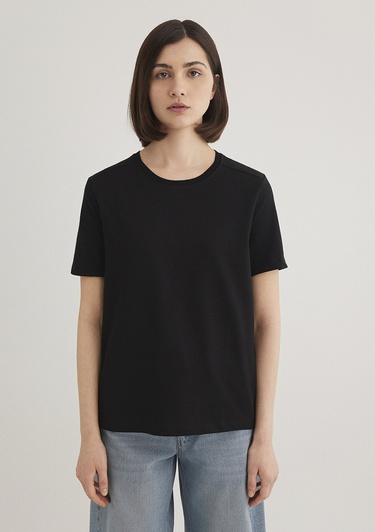  Mavi Bisiklet Yaka Siyah Basic Tişört Regular Fit / Normal Kesim 1612699-900