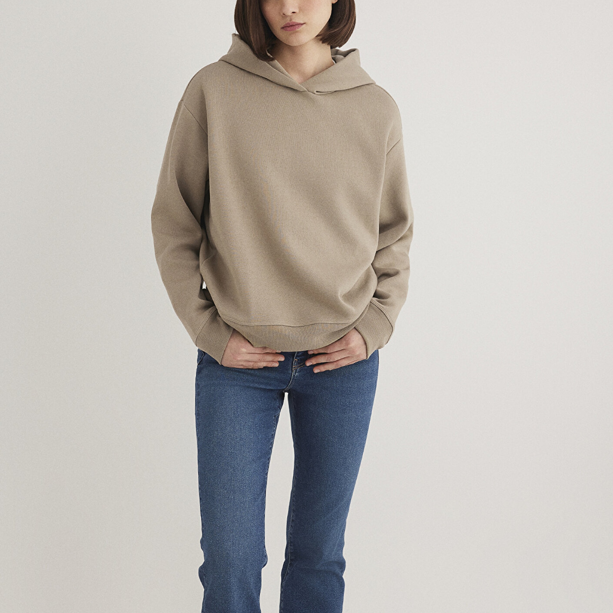 Mavi Kapüşonlu Kahverengi Sweatshirt 1S10191-80656