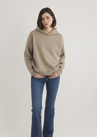  Mavi Kapüşonlu Kahverengi Sweatshirt 1S10191-80656