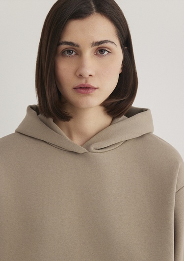  Mavi Kapüşonlu Kahverengi Sweatshirt 1S10191-80656