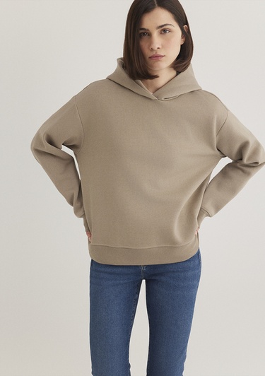  Mavi Kapüşonlu Kahverengi Sweatshirt 1S10191-80656