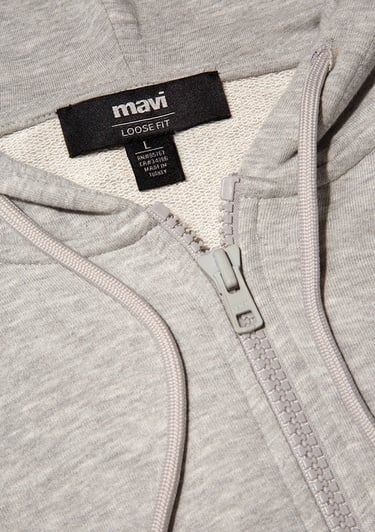  Mavi MVJNS Logo Baskılı Fermuarlı Kapüşonlu Gri Sweatshirt 0S10193-80196