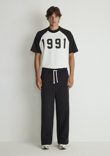  Mavi Geniş Paça Siyah Basic Eşofman Altı 0010338-900