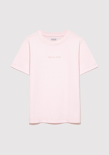  Mavi Organik Pamuklu Pembe Basic Tişört Regular Fit / Normal Kesim 7610197-88133