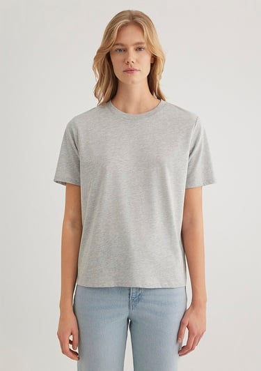  Mavi Bisiklet Yaka Gri Basic Tişört Regular Fit / Normal Kesim 1600955-83096