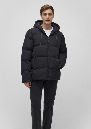  Mavi Kapüşonlu Siyah Şişme Mont 0110349-900