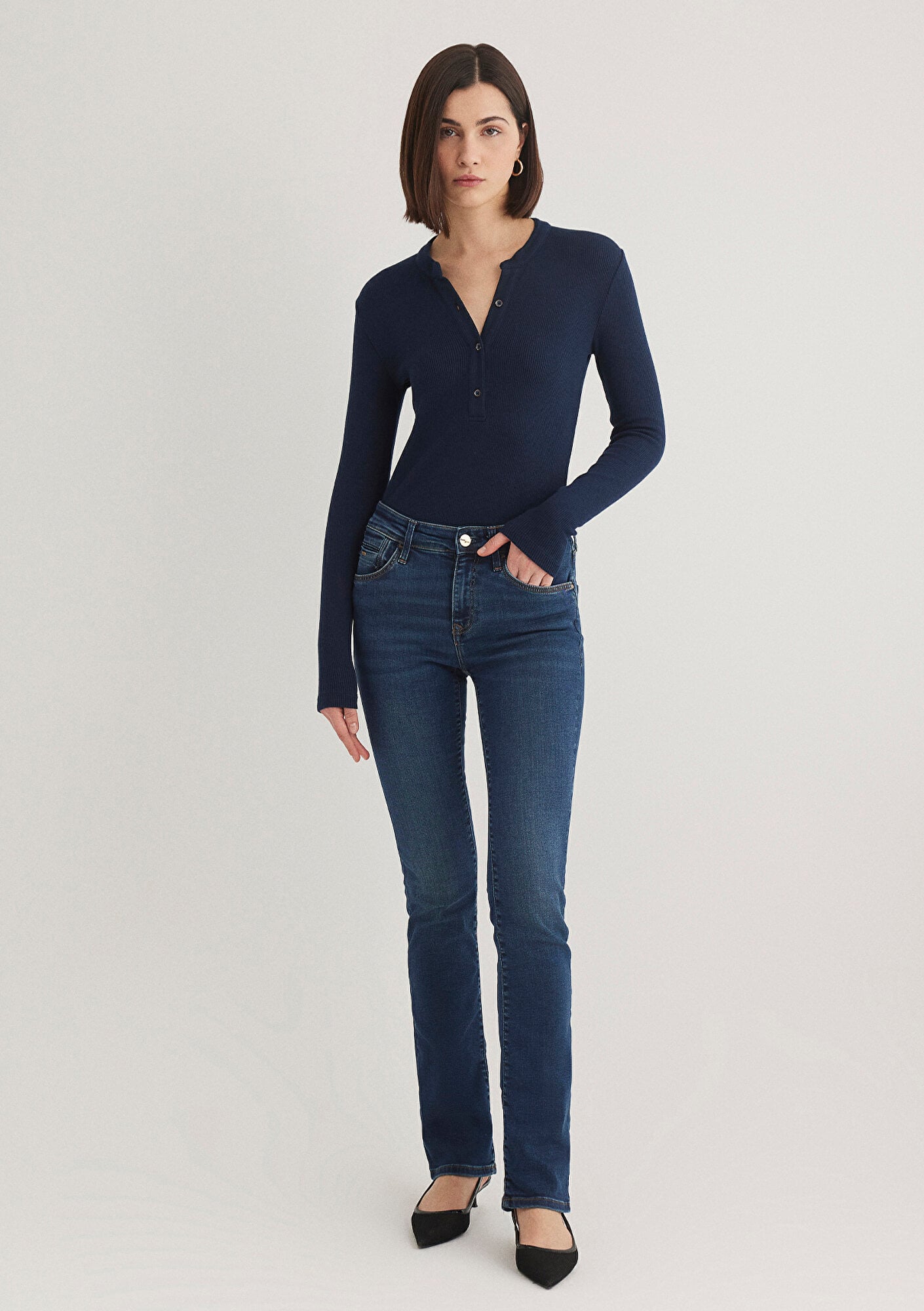  Mavi Mona Gold Klasik Vintage Koyu Mavi Jean Pantolon 1049787784