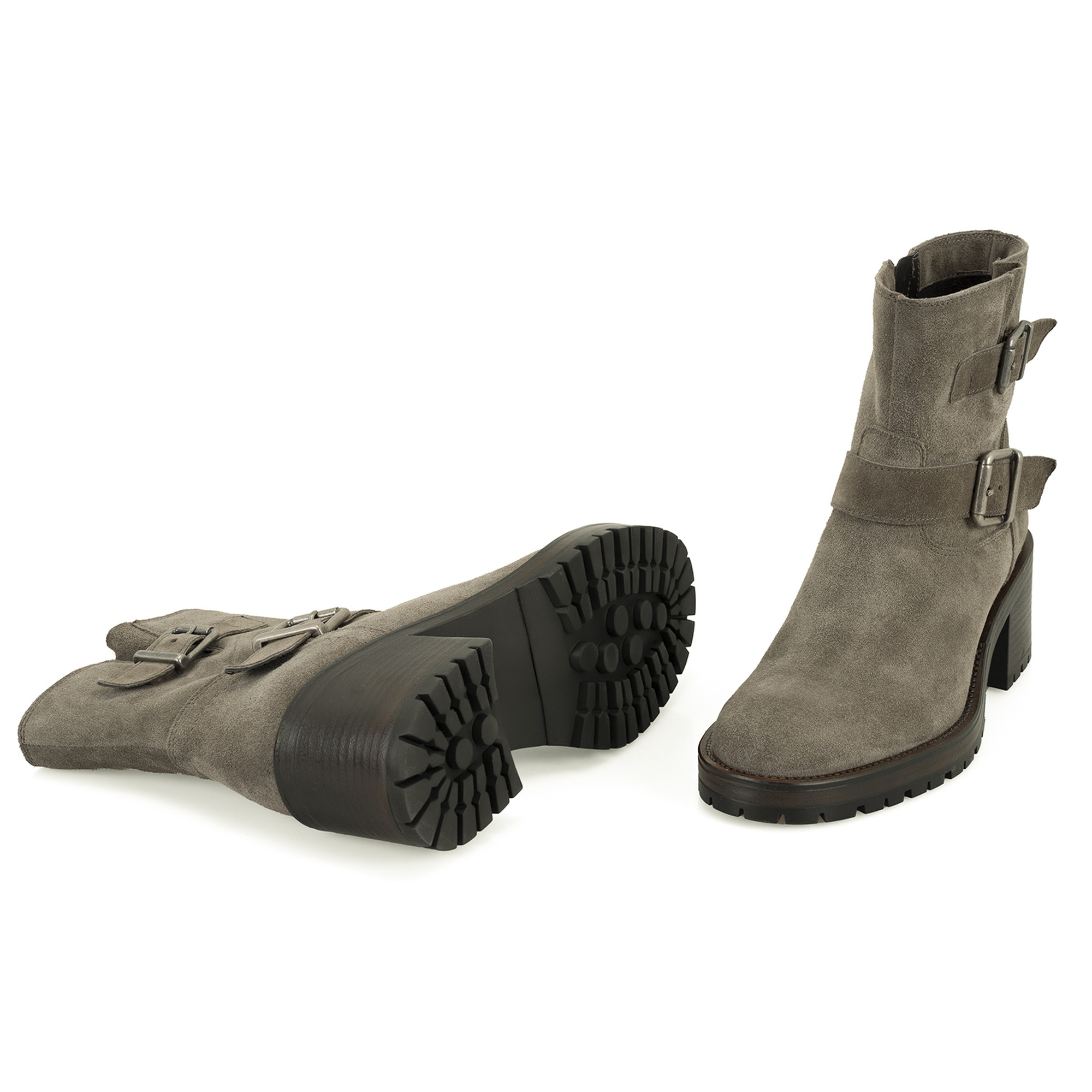 Brices Kemer Aksesuarlı Vizon Kadın Topuklu Süet Bot