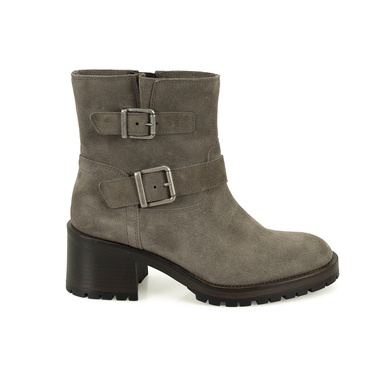  Brices Kemer Aksesuarlı Vizon Kadın Topuklu Süet Bot