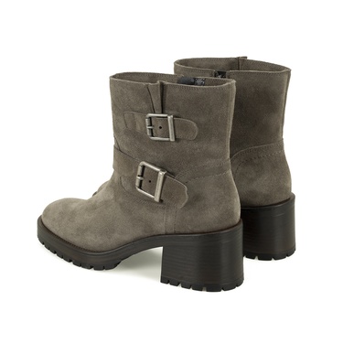  Brices Kemer Aksesuarlı Vizon Kadın Topuklu Süet Bot