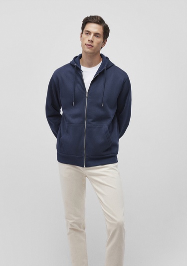  Mavi Kapüşonlu Fermuarlı Lacivert Basic Sweatshirt 0S10277-70490