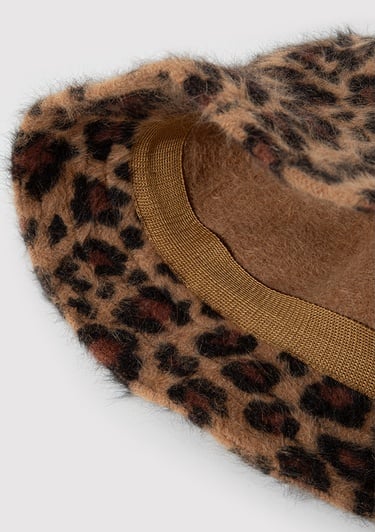  Mavi Peluş Leopar Desenli Bucket Şapka 198988-25818