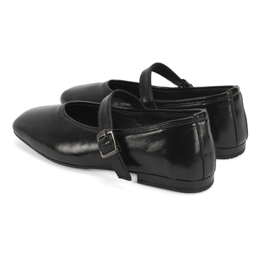  Kadın Siyah Kemer Aksesuarlı Rugan Mary Jane Babet