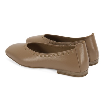  Kadın Kahve Deri Babet