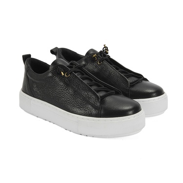  Kadın Siyah Deri Günlük Ayakkabı