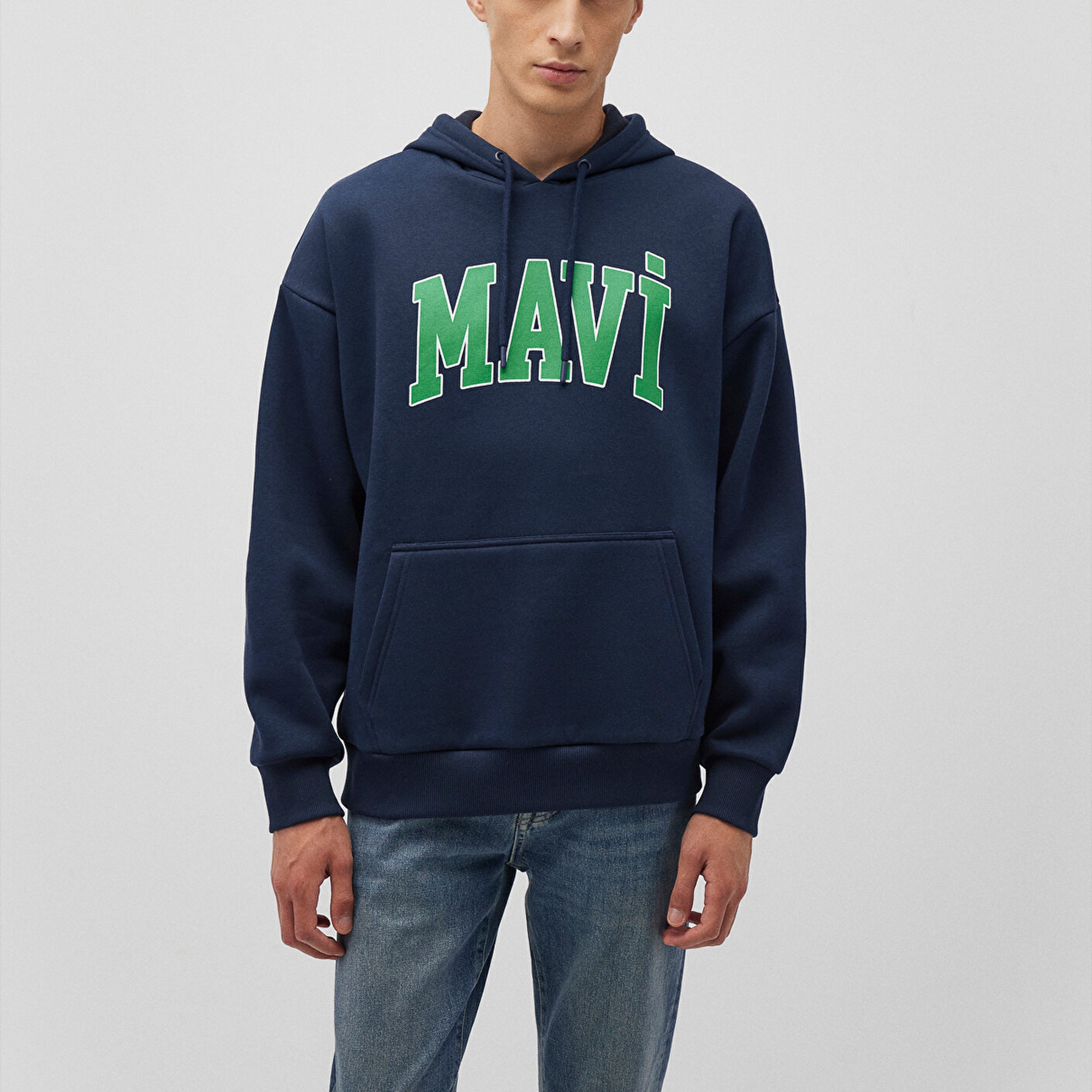 Mavi Mavi Logo Baskılı Kapüşonlu Lacivert Sweatshirt 067149-29743