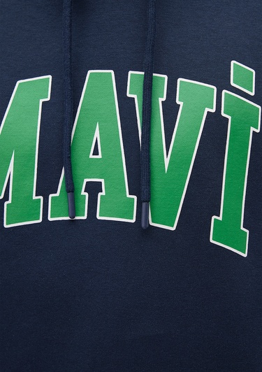  Mavi Mavi Logo Baskılı Kapüşonlu Lacivert Sweatshirt 067149-29743