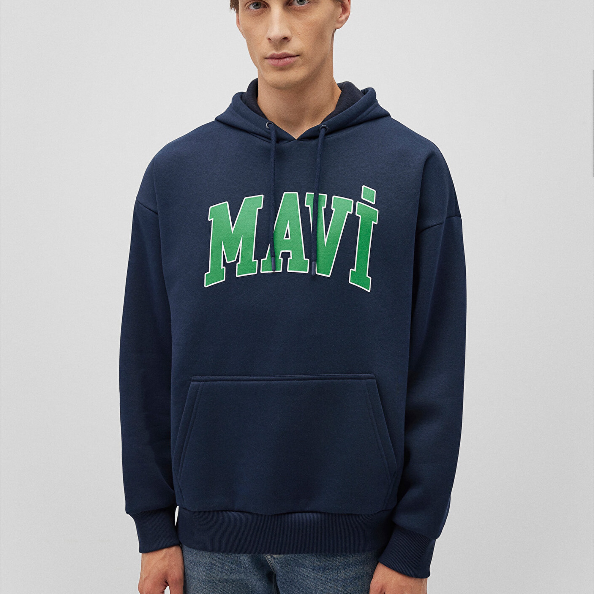 Mavi Mavi Logo Baskılı Kapüşonlu Lacivert Sweatshirt 067149-29743