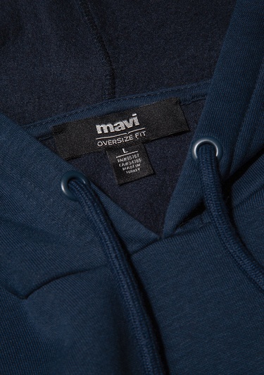  Mavi Mavi Logo Baskılı Kapüşonlu Lacivert Sweatshirt 067149-29743