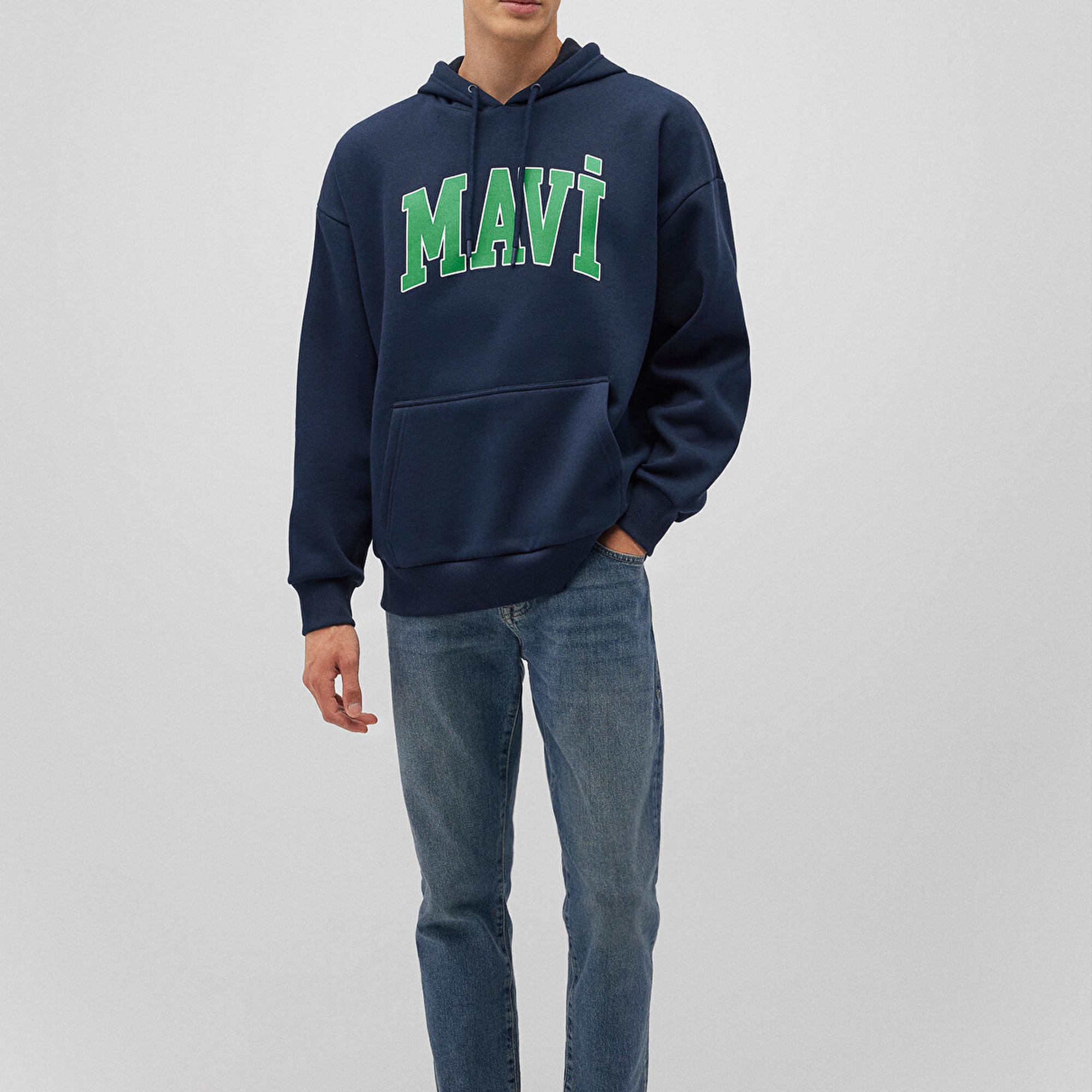 Mavi Mavi Logo Baskılı Kapüşonlu Lacivert Sweatshirt 067149-29743