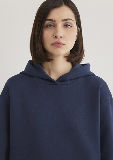  Mavi Kapüşonlu Lacivert Basic Sweatshirt 167299-70488