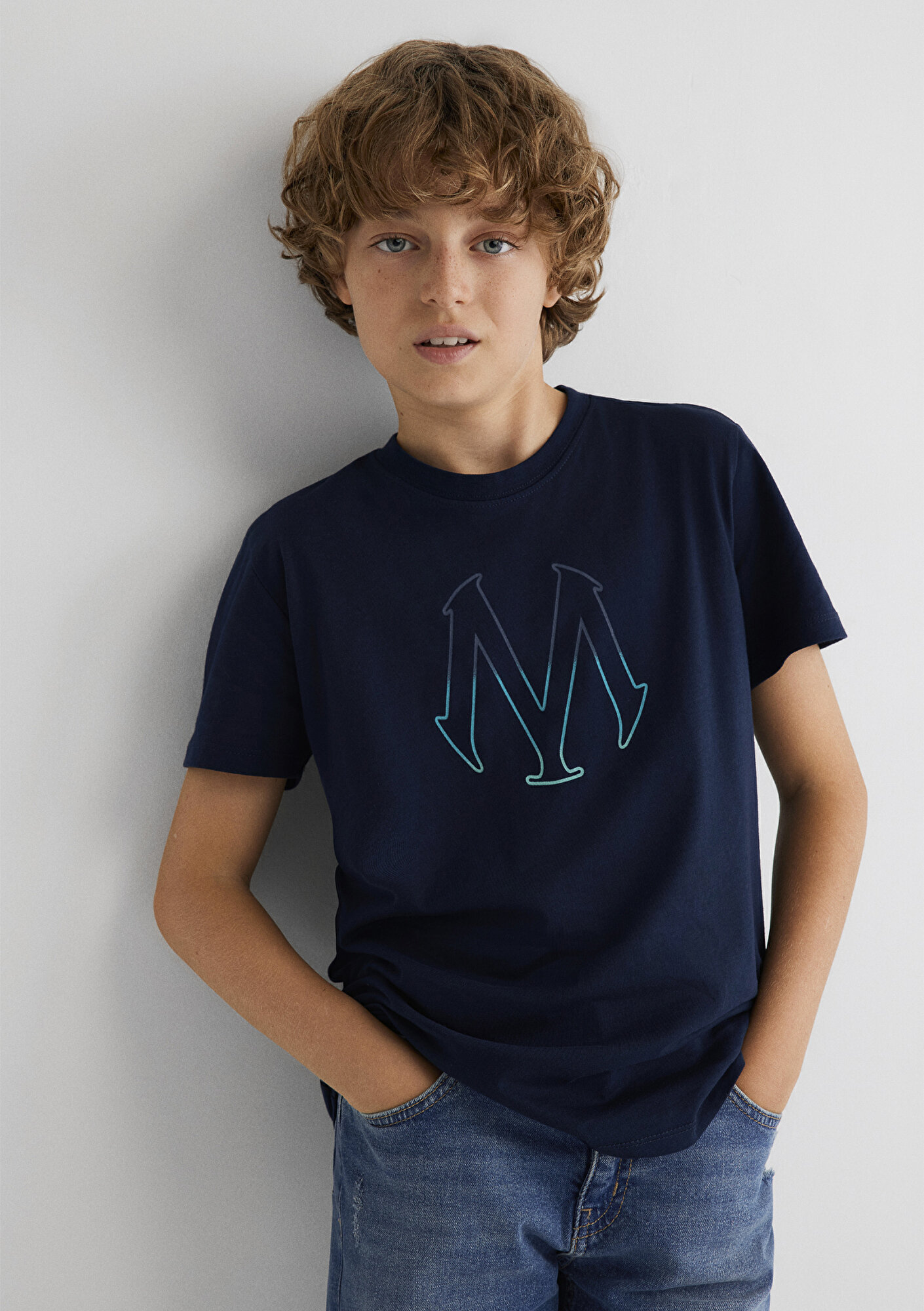  Mavi Mühür Logo Baskılı Lacivert Tişört Regular Fit / Normal Kesim 6610044-70490