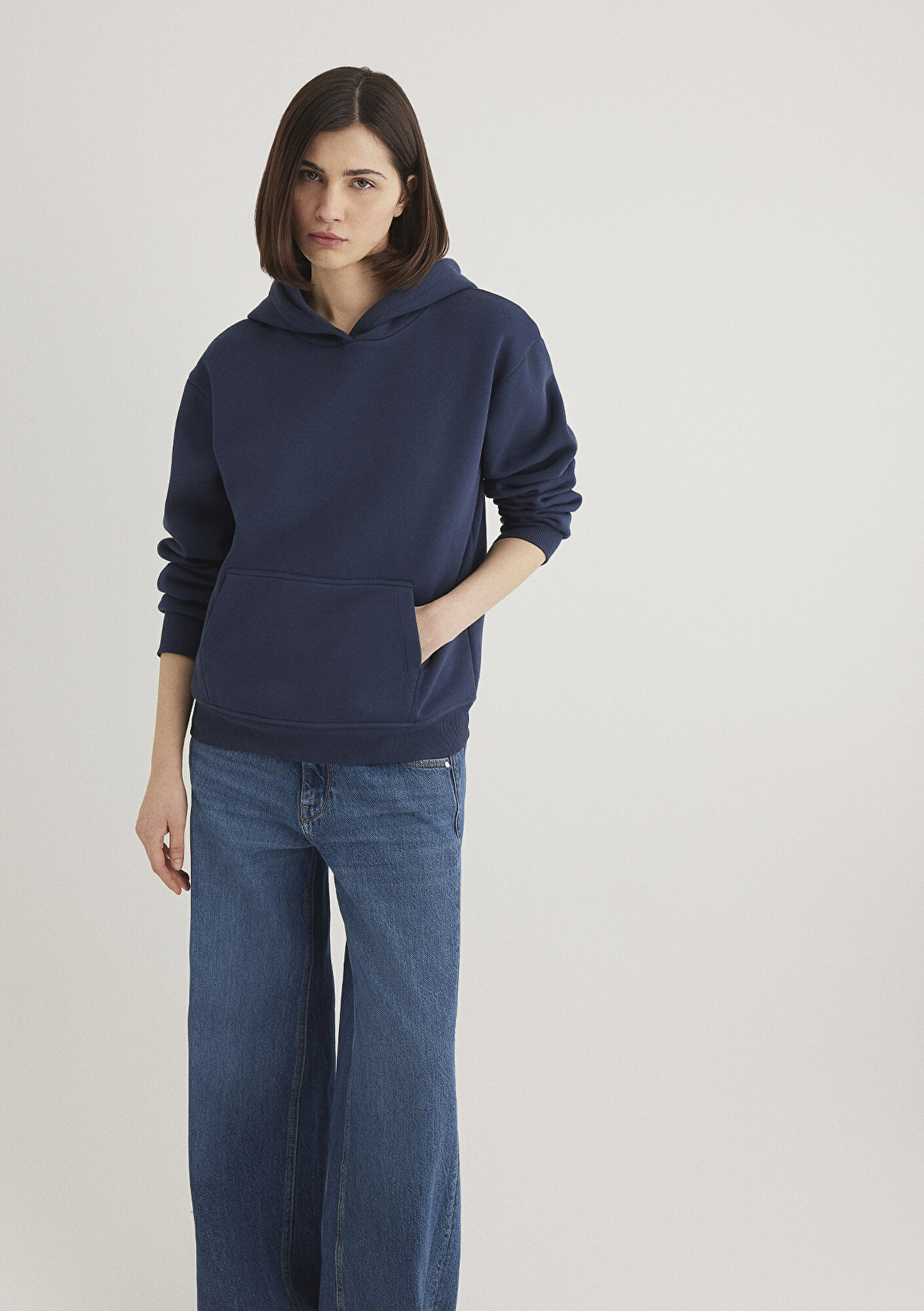  Mavi Kapüşonlu Lacivert Basic Sweatshirt 167299-70488